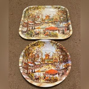 Vintage 1970s Daher Moulin Rouge 10” Bowl and 13” Tray‎ Set Made In England